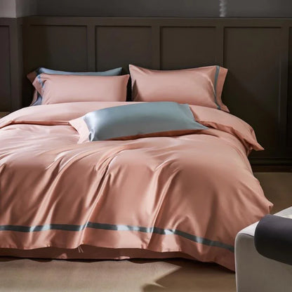Manya Mocha Rose Reversible Egyptian Cotton Silk Bedding Set