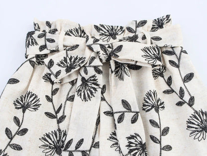 Floréline Tie-Waist Embroidery Shorts
