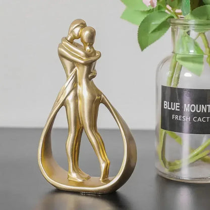 Golden Couple Embrace Statue