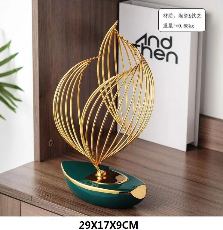 Elegant Gold Wire Abstract Sculpture