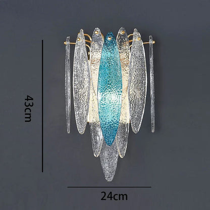 Künstlerischer Kronleuchter aus blauem Wellenglas