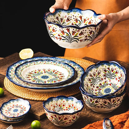 Hand-painted Floral Ceramic Bowl