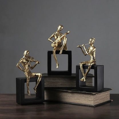 Musician Resin Figurine Statue for Desk and Room Décor