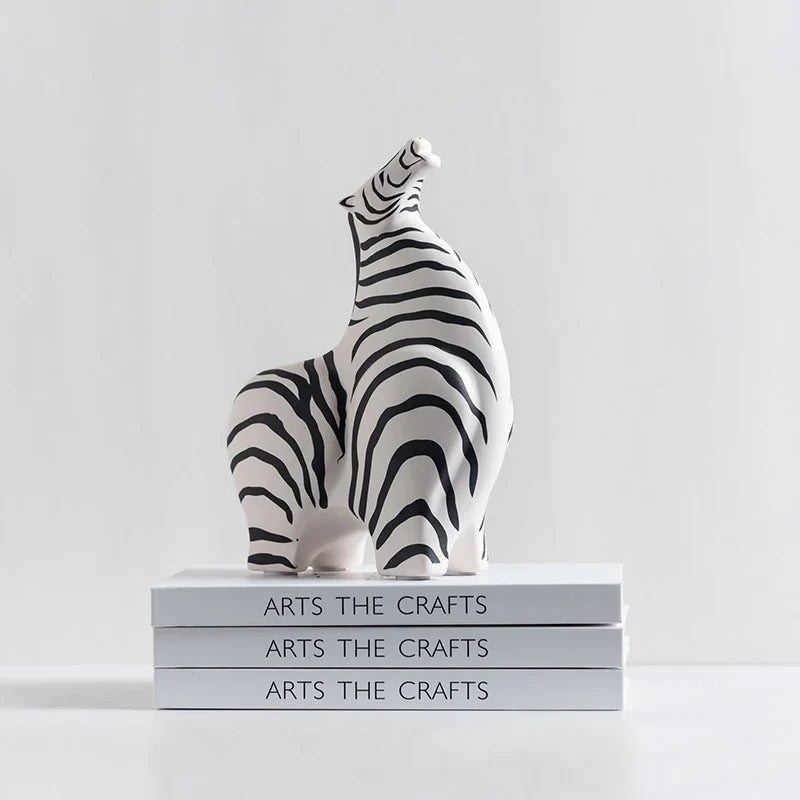 Modern Zebra and Horse Ceramic Sculpture