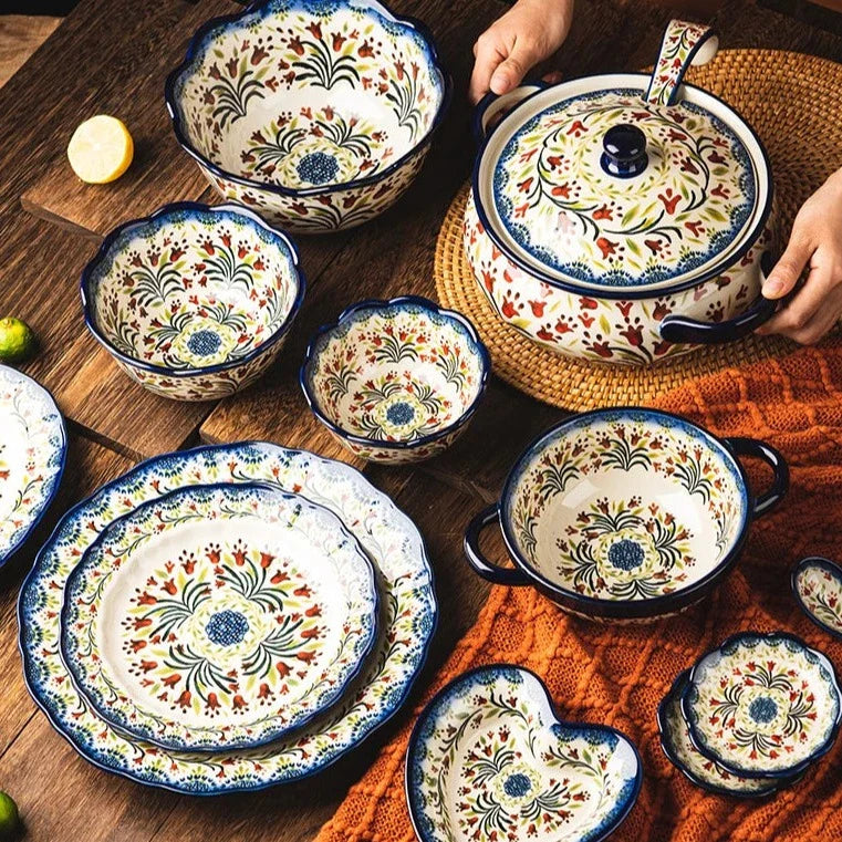 Hand-painted Floral Ceramic Bowl