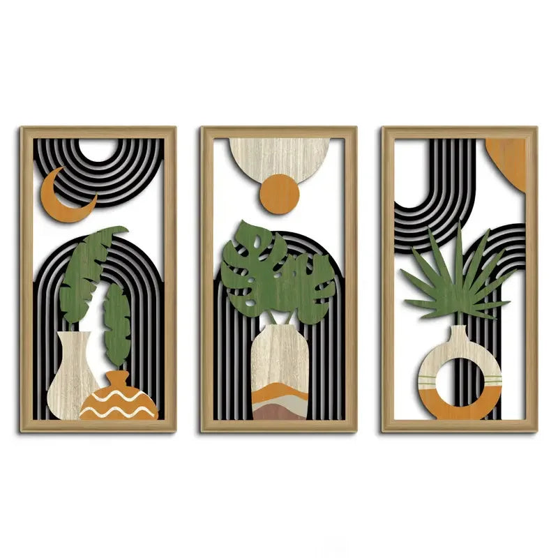 Geometric Botanical Wall Art Set (3pcs)