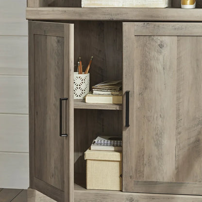 5 Shelf Bookcase with Doors Rustic Gray