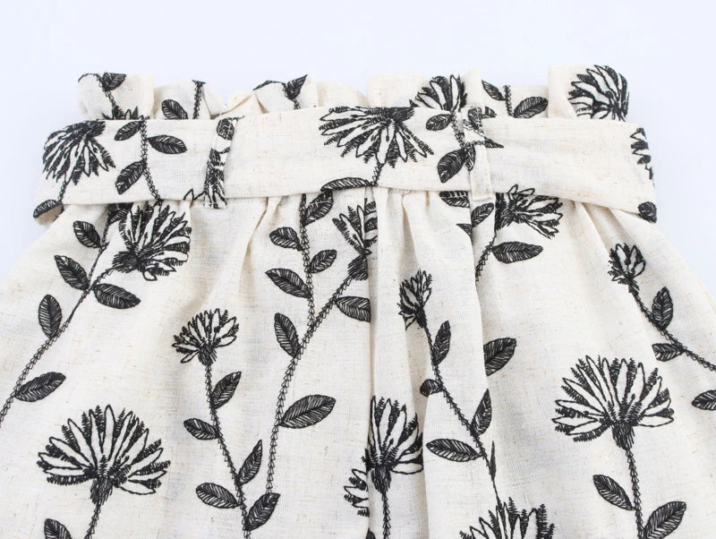 Floréline Tie-Waist Embroidery Shorts