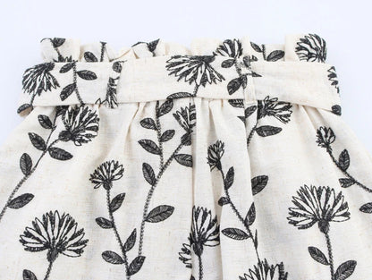 Floréline Tie-Waist Embroidery Shorts