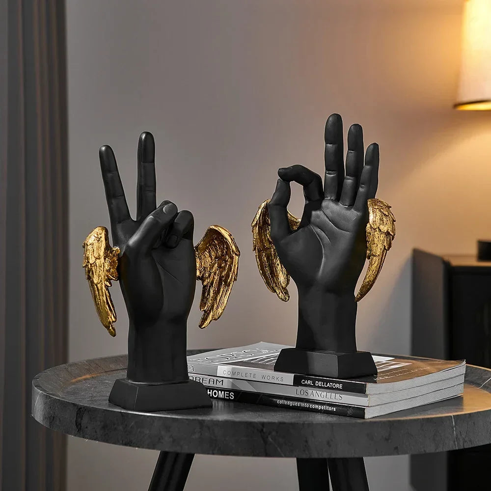 Modern Resin Hand Gesture Sculptures