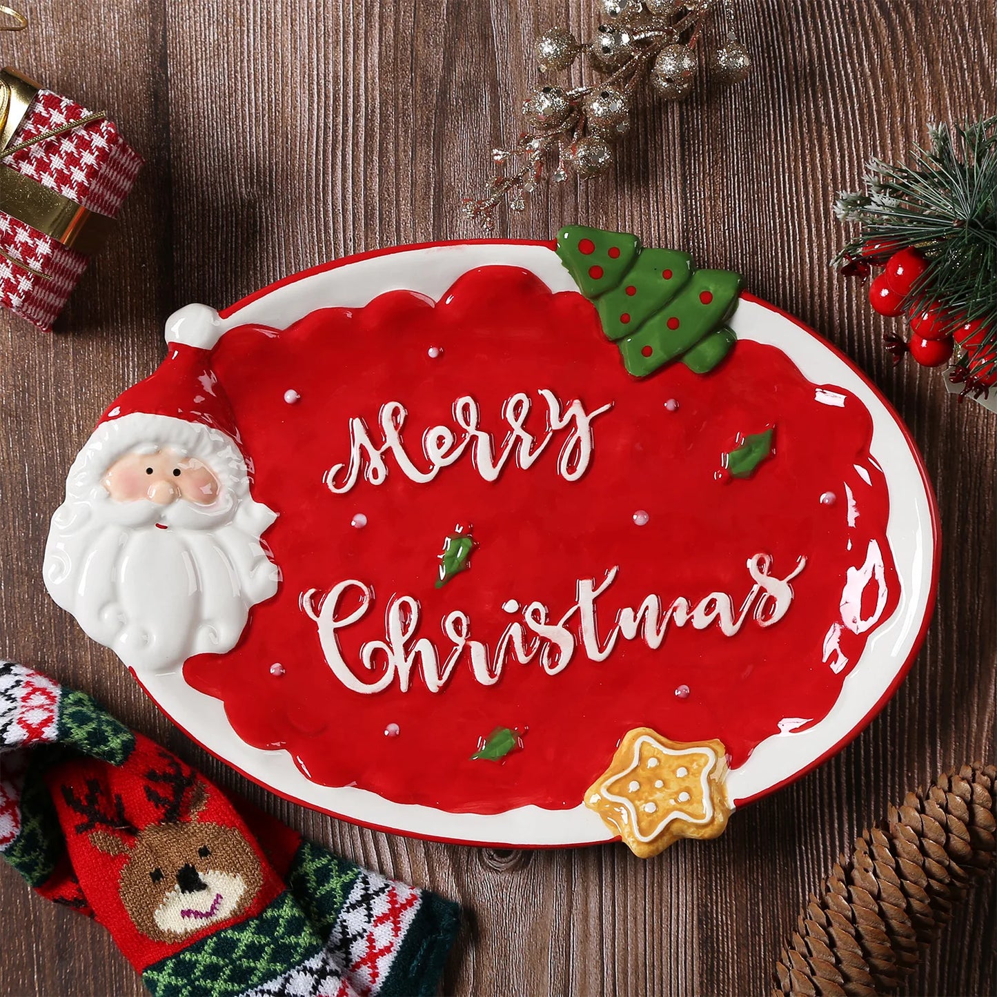 3D Hand-Painted Christmas Plates