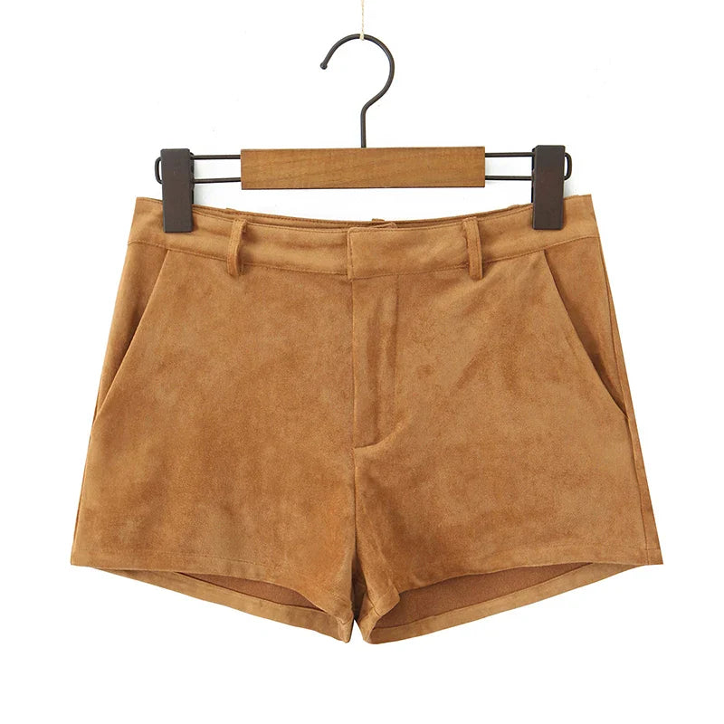 Suedelle Retro High-Waist Shorts