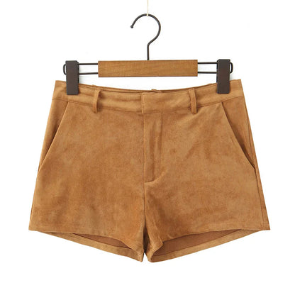 Suedelle Retro High-Waist Shorts