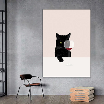 Wine Connoisseur Cat Canvas Art