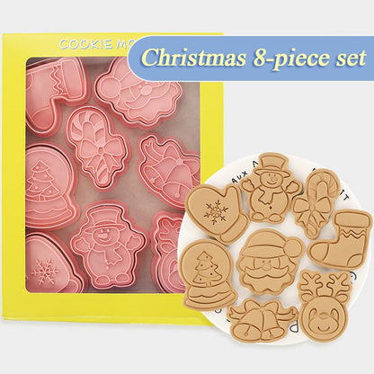 Molde de galletas navideñas 3D de 8 piezas