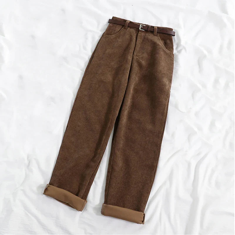 High Waist Corduroy Loose Pants