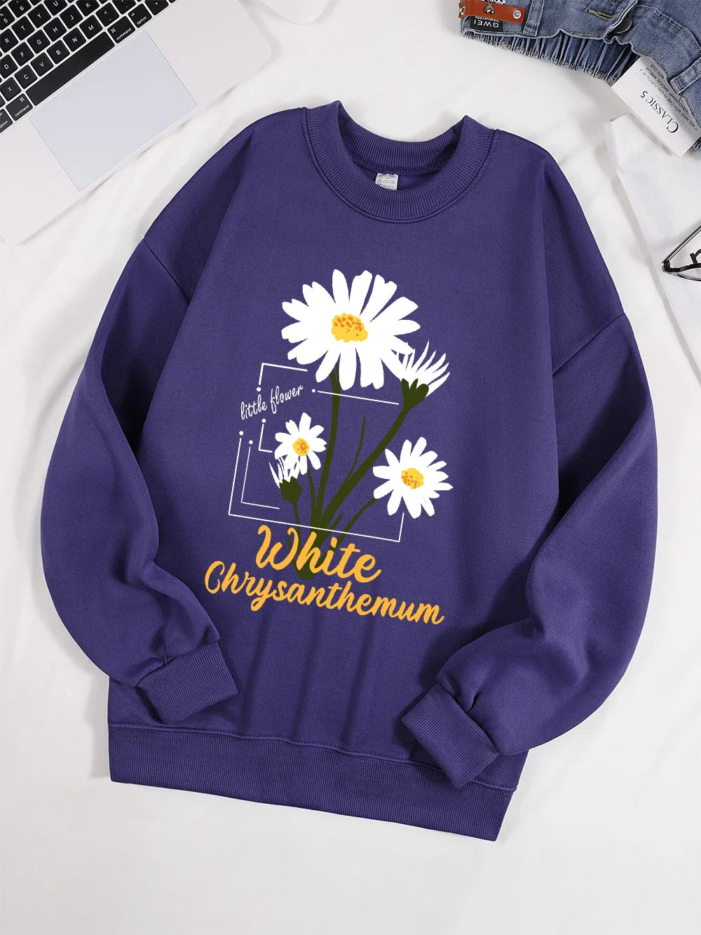 Little White Chrysanthemum Sweatshirt