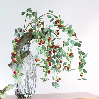 Artificial Raspberry Branch with Leaves