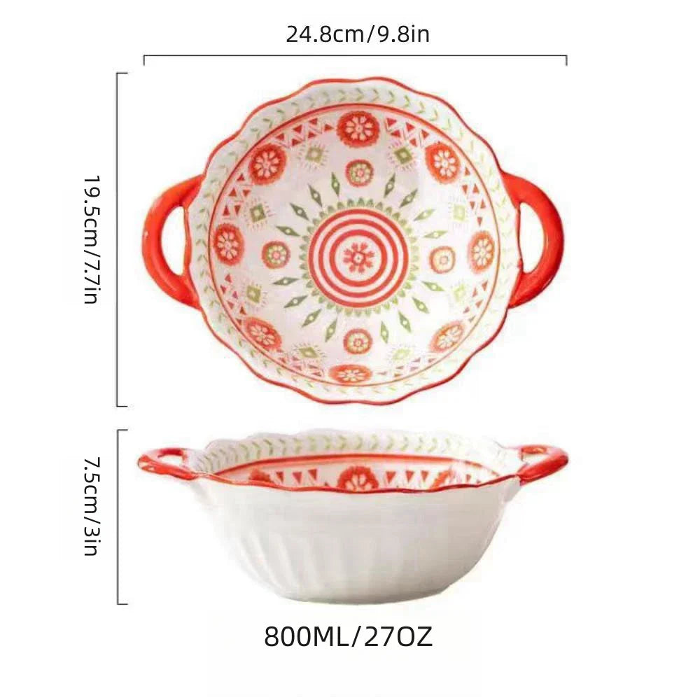 Scallop Edge Ceramic Handle Bowls