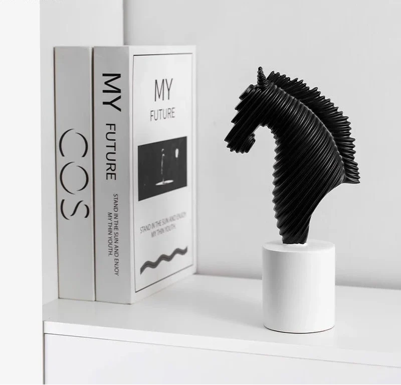 Abstract Striped Horse Head Statue