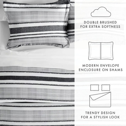 Light Gray Vintage Stripe Pattern Duvet Cover Set