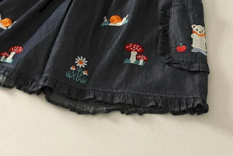 Denimelle Ruffle Waist Shorts