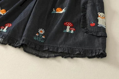 Denimelle Ruffle Waist Shorts