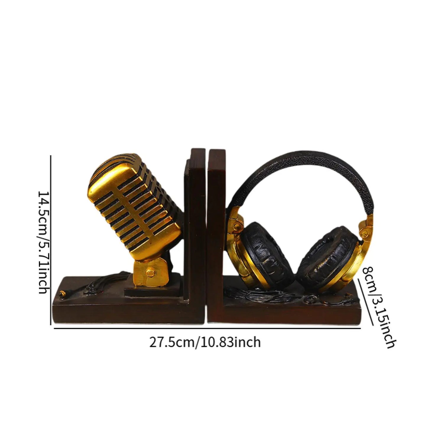 Microphone Headset Bookends - Unique Resin Desk Decor bookend Living Room Table