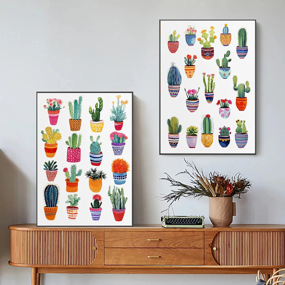 Cactus Bloom Collection Canvas Wall Art
