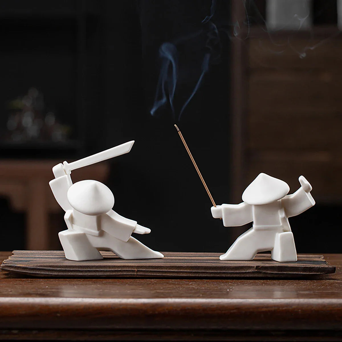 Ceramic Samurai Figurine - Geometric Oriental Desk Decor Ceramic Decor Ceramic Samurai Figurine Figurine Home decor Japanese Decor Living Room Modern Decor