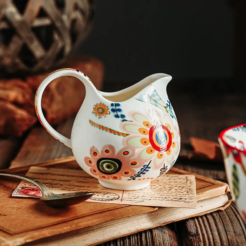 Hand-Painted Floral Milk Pot