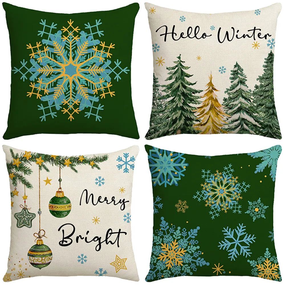 4 housses de coussin de Noël.