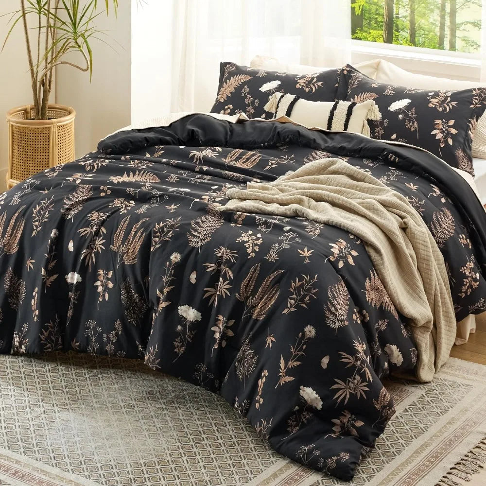 Black Floral Duvet Set