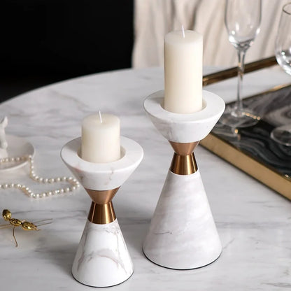 Modern Geometric Marble Candle Holder