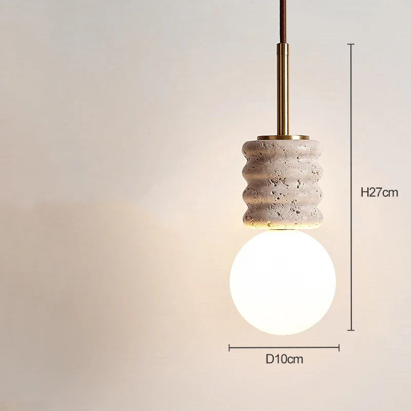 Lampada a sospensione moderna in travertino beige