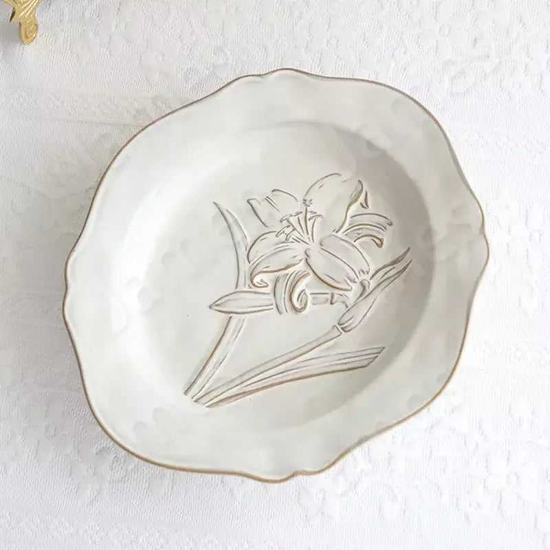 French Embossed Flowers Plates