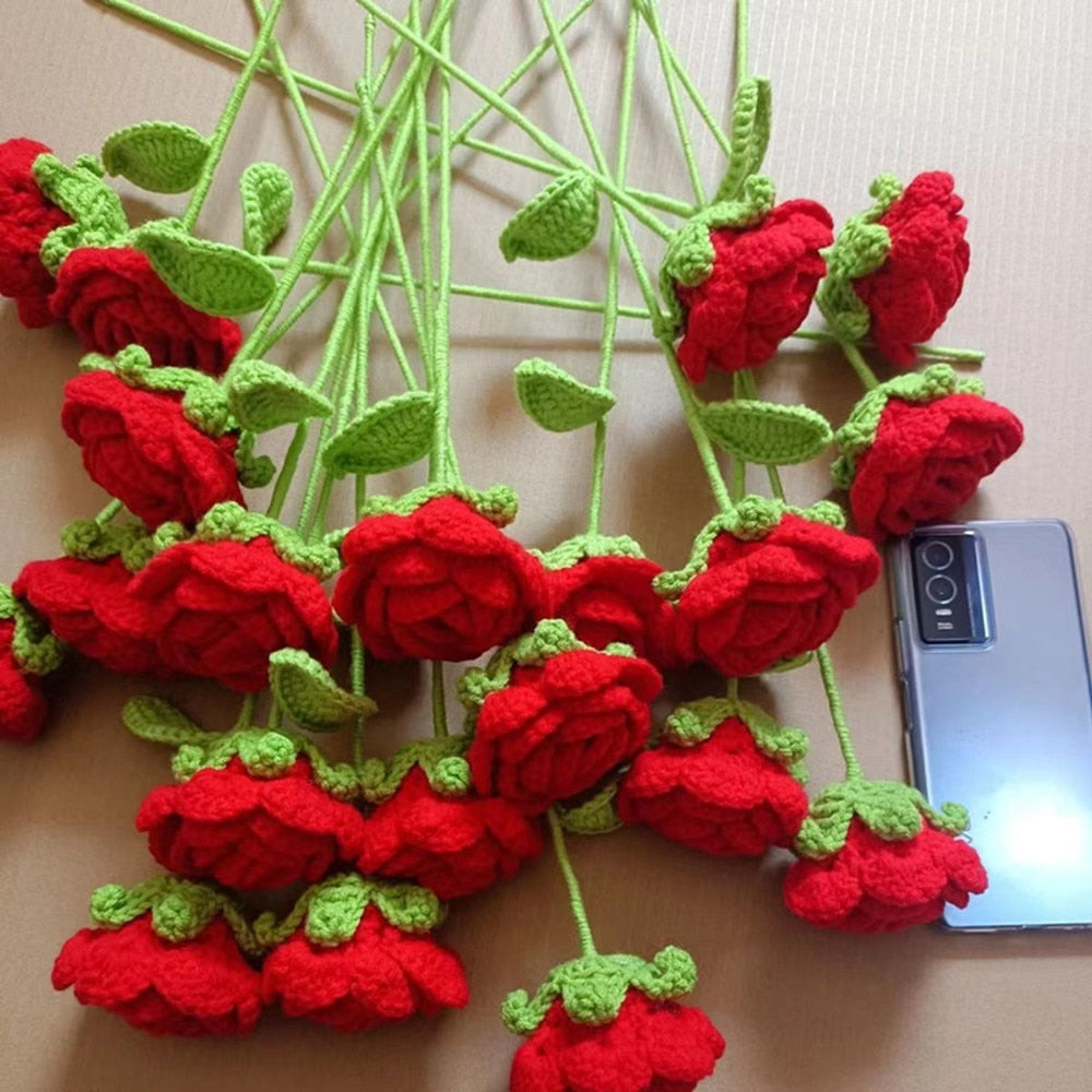 Hand-Knitted Roses Bouquet