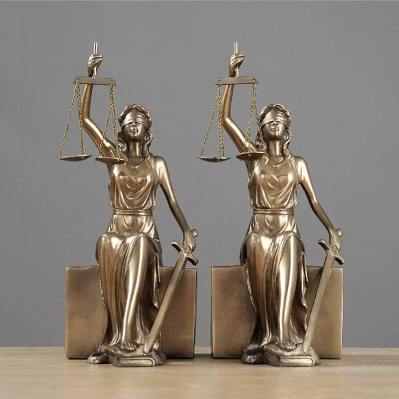 European Antique Justice Goddess Bookends