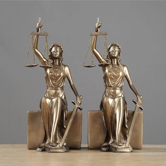 European Antique Justice Goddess Bookends