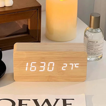 AuraBlock Wooden Digital Alarm Clock