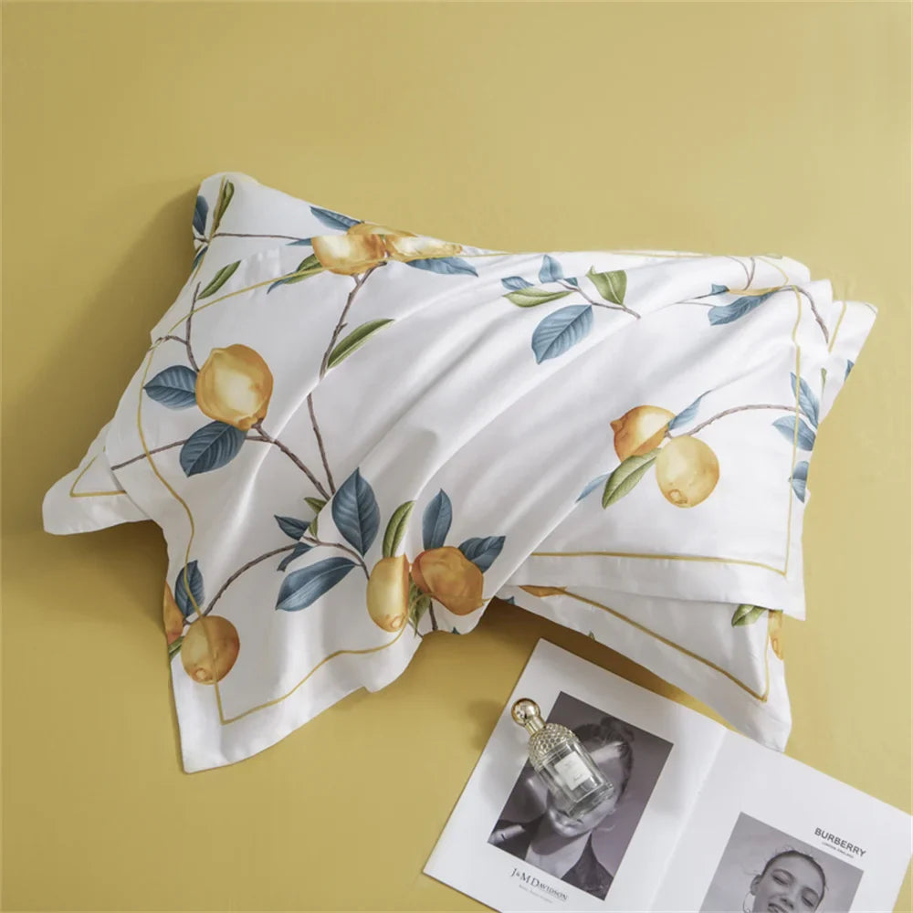 Lemon Branches Egyptian Cotton Duvet Cover Set