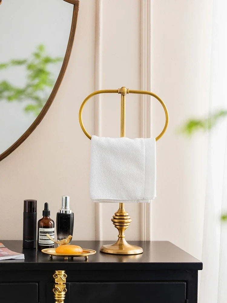 Brass Hand Towel Holder and Countertop Rack Bathroom Bedroom Tissue Towel Holder Rack