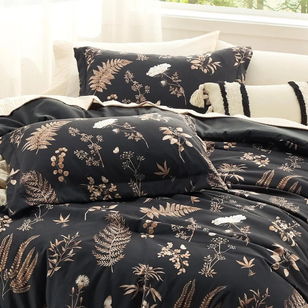 Black Floral Duvet Set