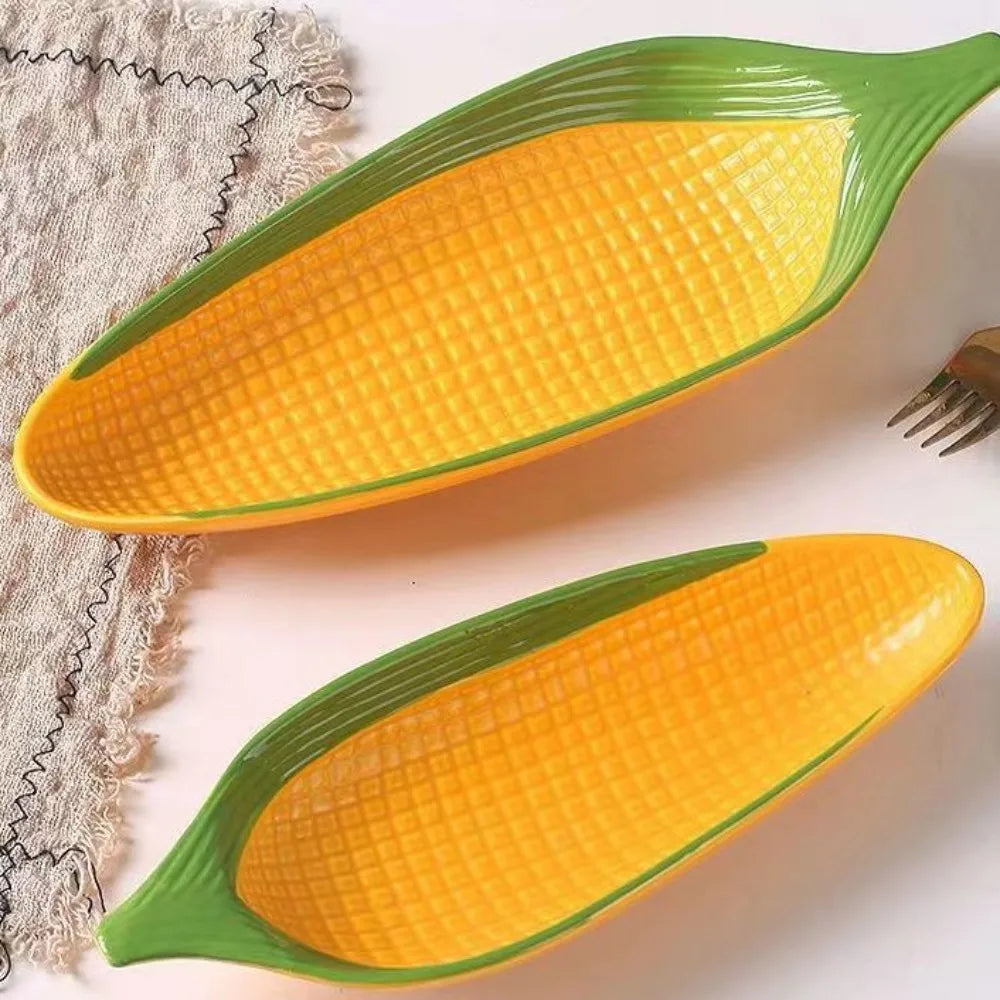 Corn Shaped Ceramic Plate