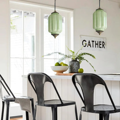 Suspension vintage en verre strié