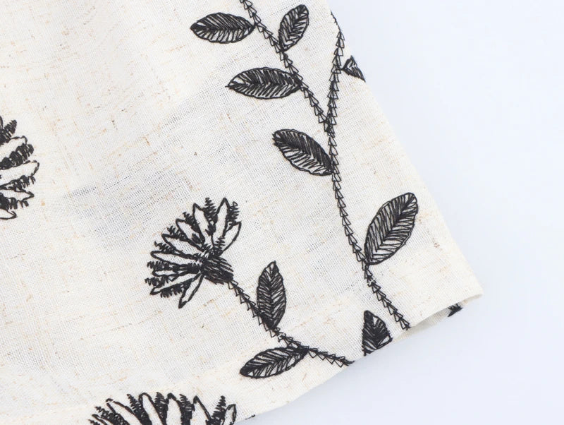 Floréline Tie-Waist Embroidery Shorts