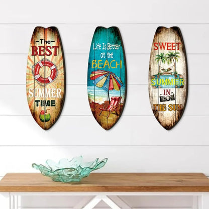 Wooden Surfboard Ocean Style Wall Decor