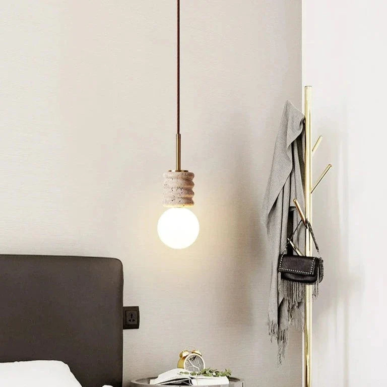 Lampada a sospensione moderna in travertino beige