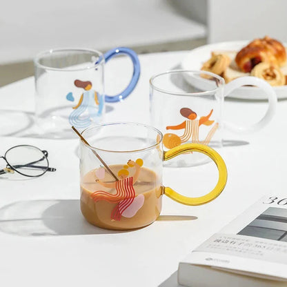 Tasse à café en verre artistique ludique