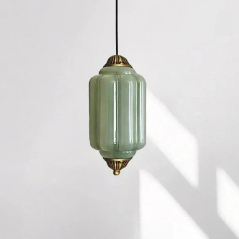 Suspension vintage en verre strié